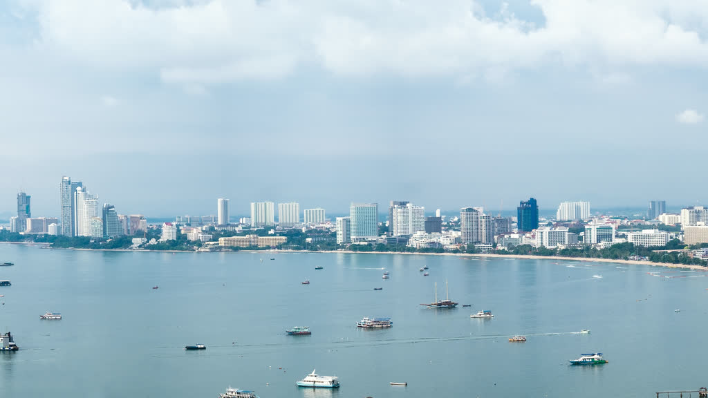 Pattaya Bay and the city skyline seen from a viewpoint