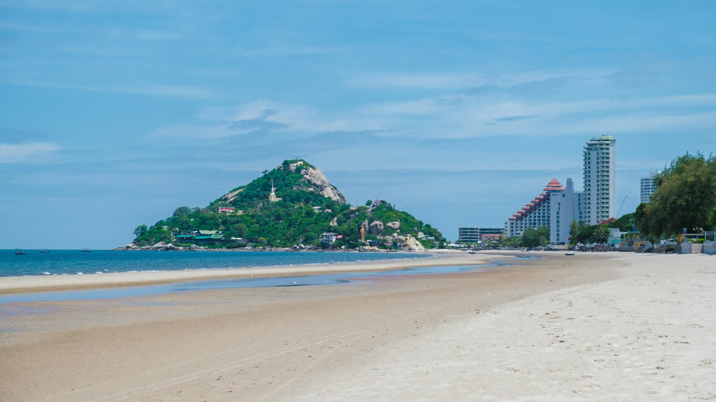 Takiab Beach and Khao Takiab hill in Hua Hin